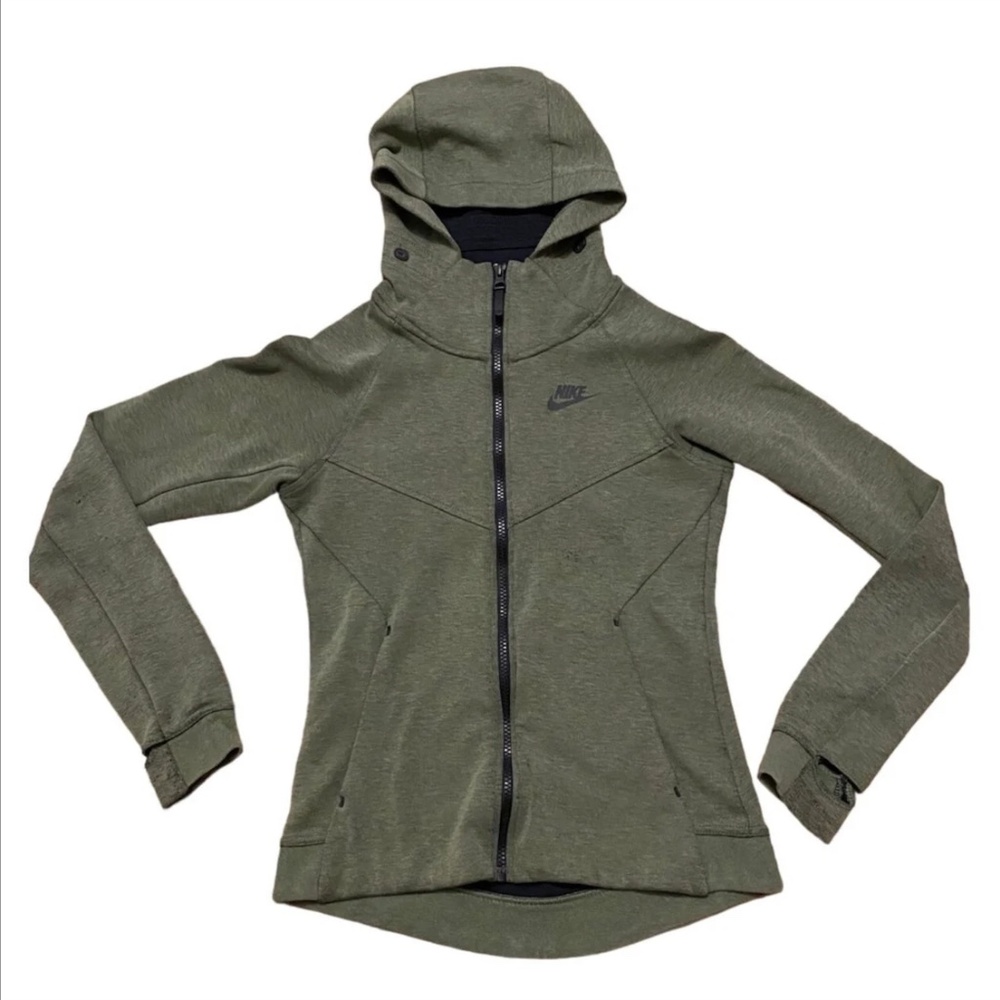 Nike Green Utility Jacket with Hood and Zipper Size Small